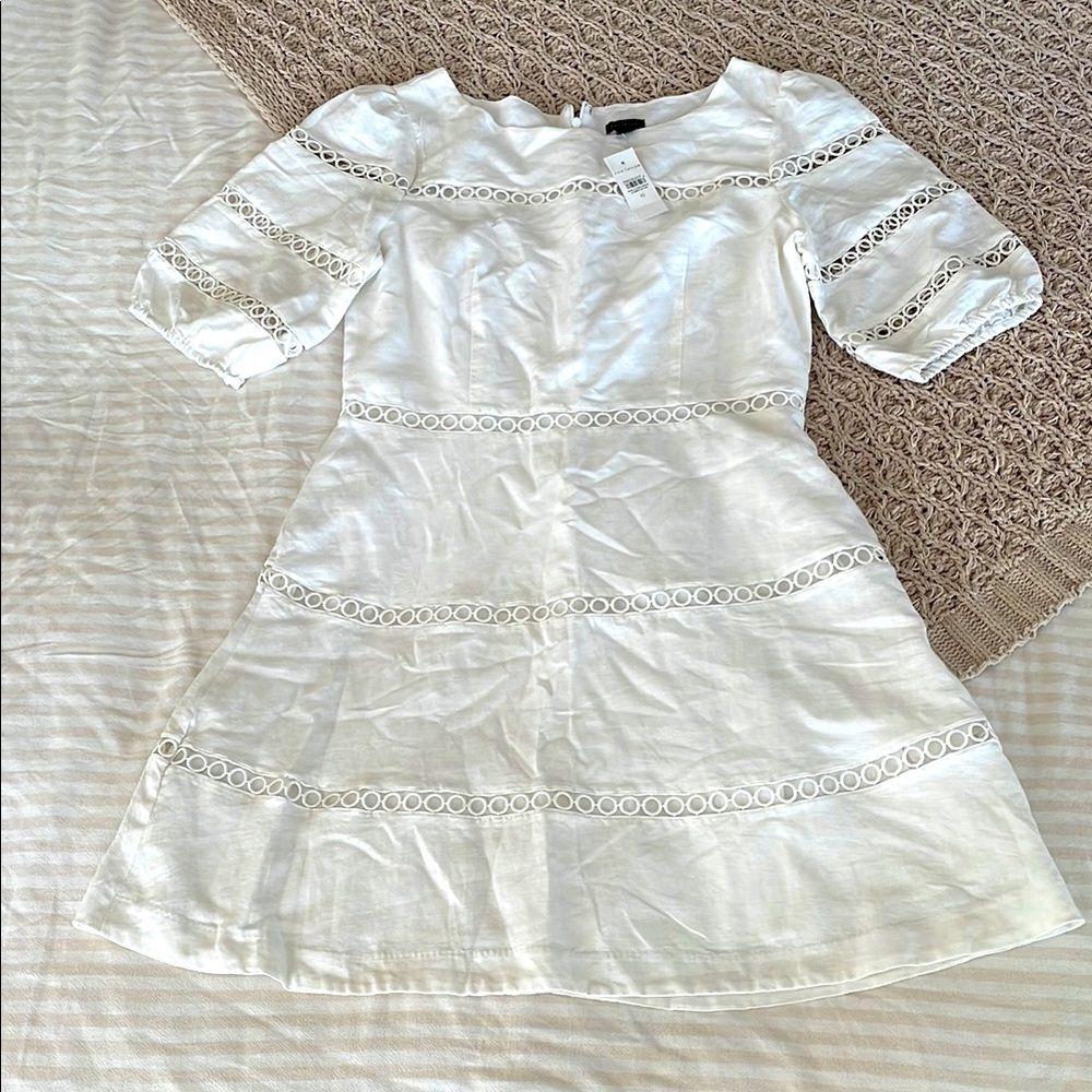 NWT Ann Taylor White Linen Dress Eyelet